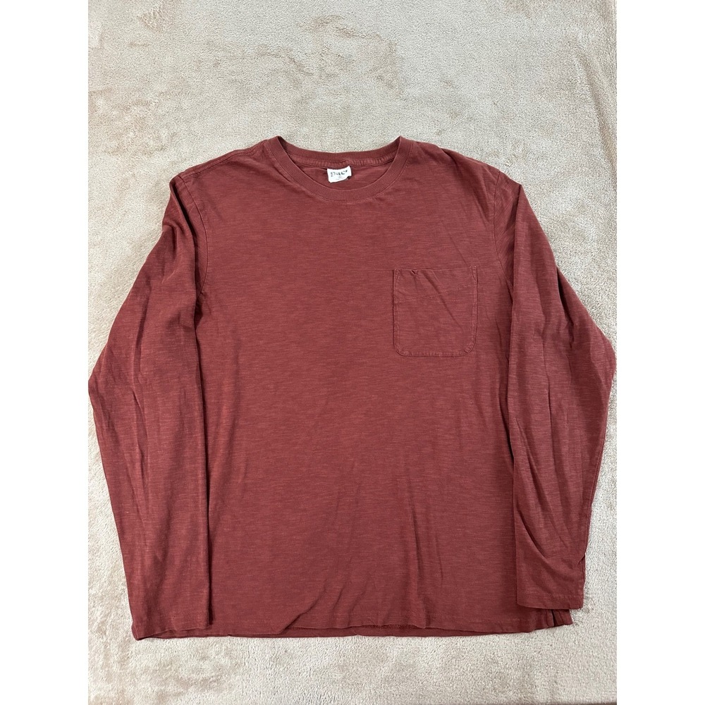 Pact Organic Pocket T-Shirt Mens XL Clay Red‎ Brown Long Sleeve Has stain